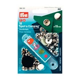 Кнопки "Спорт & Кэмпинг", диаметр 15мм, латунь, серебристый, 10шт в упаковке, Prym, 390201