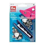 Кнопки "Джерси", форма "Шляпка", диаметр 10мм, латунь, серебристый, 9шт в упаковке, Prym, 390120